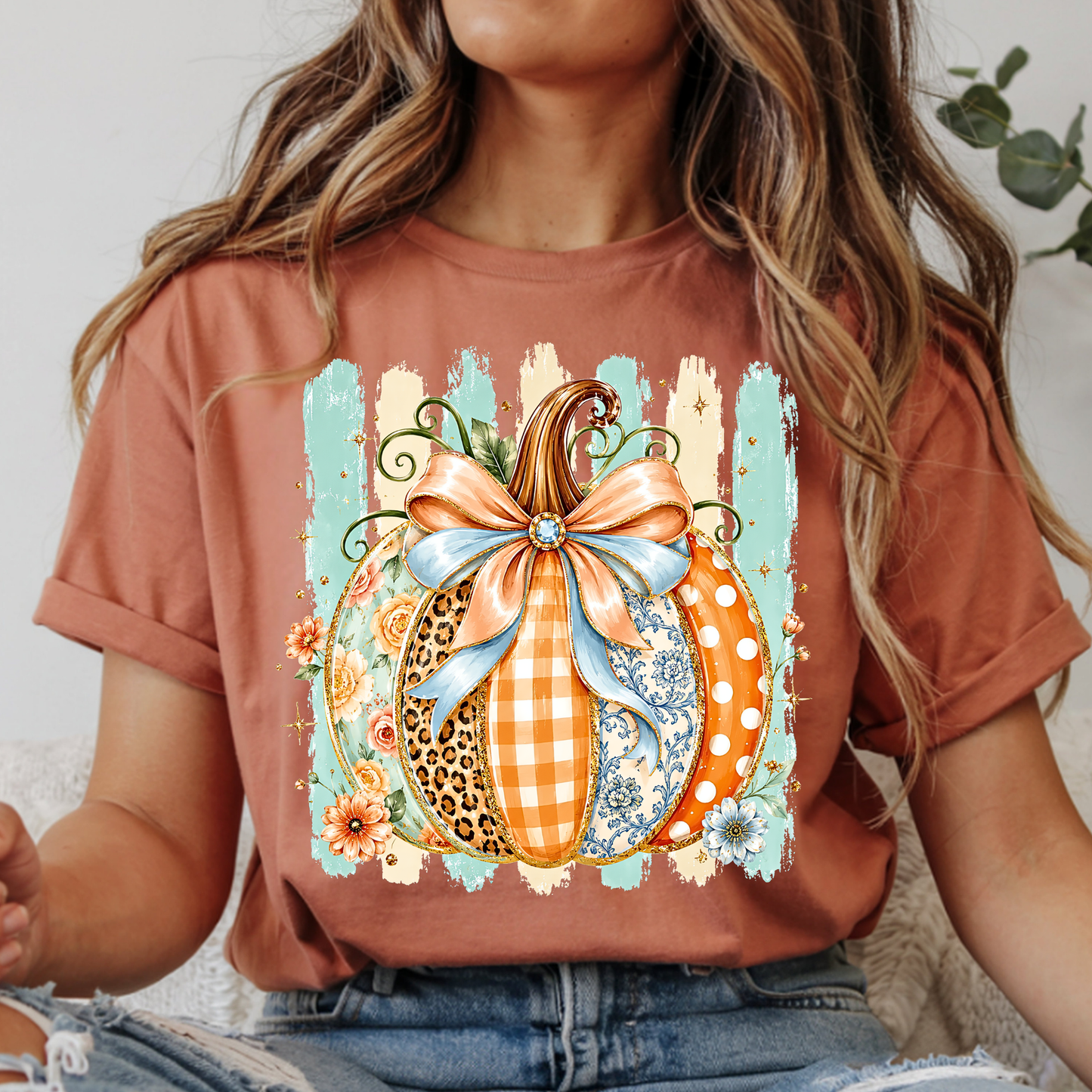 Fall Striped Pumpkin - Comfort Colors Short Sleeve