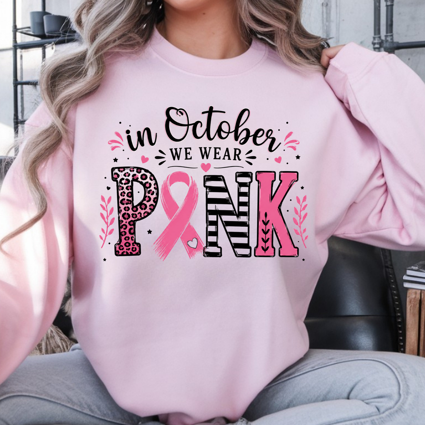 October We Wear Pink - Gildan Crew Sweatshirt