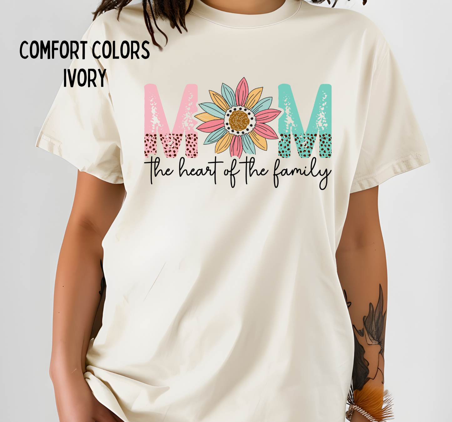 Mom The Heart of The Family Short Sleeve T-Shirt