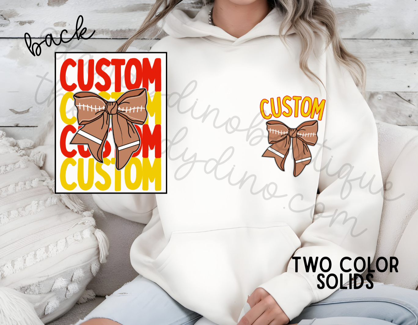Custom Team Football Bow - Hoodie