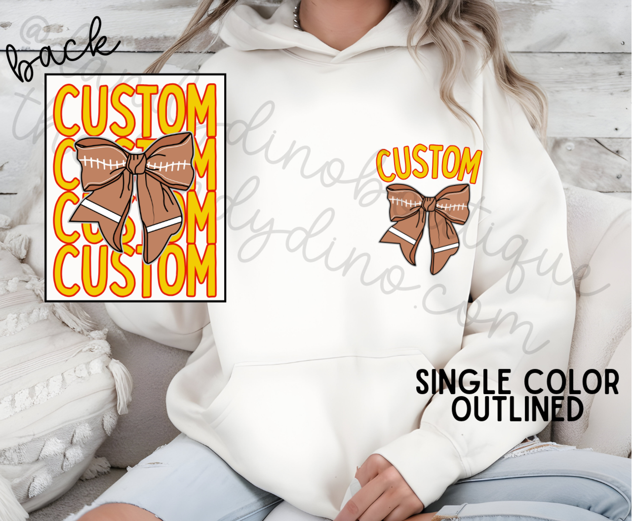 Custom Team Football Bow - Hoodie