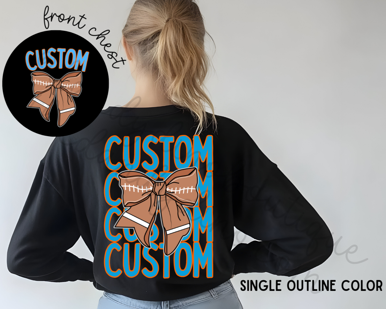 Custom Team Football Bow - Long Sleeve