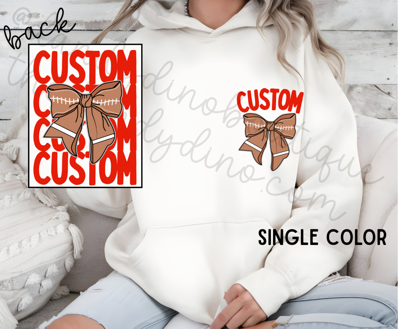 Custom Team Football Bow - Hoodie