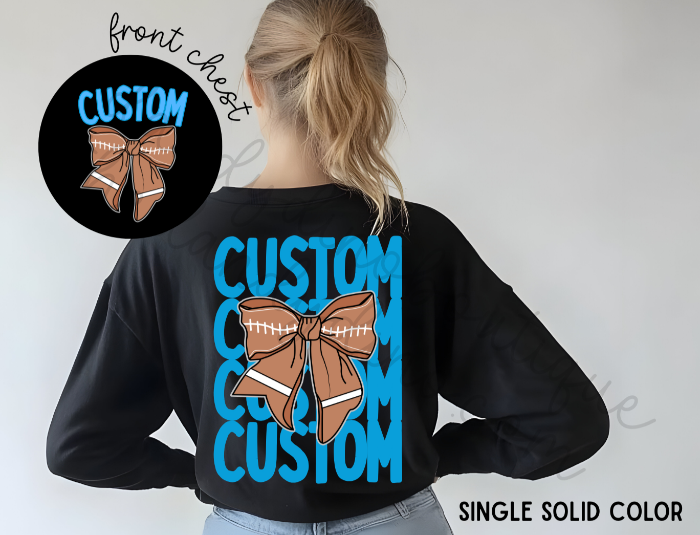 Custom Team Football Bow - Long Sleeve