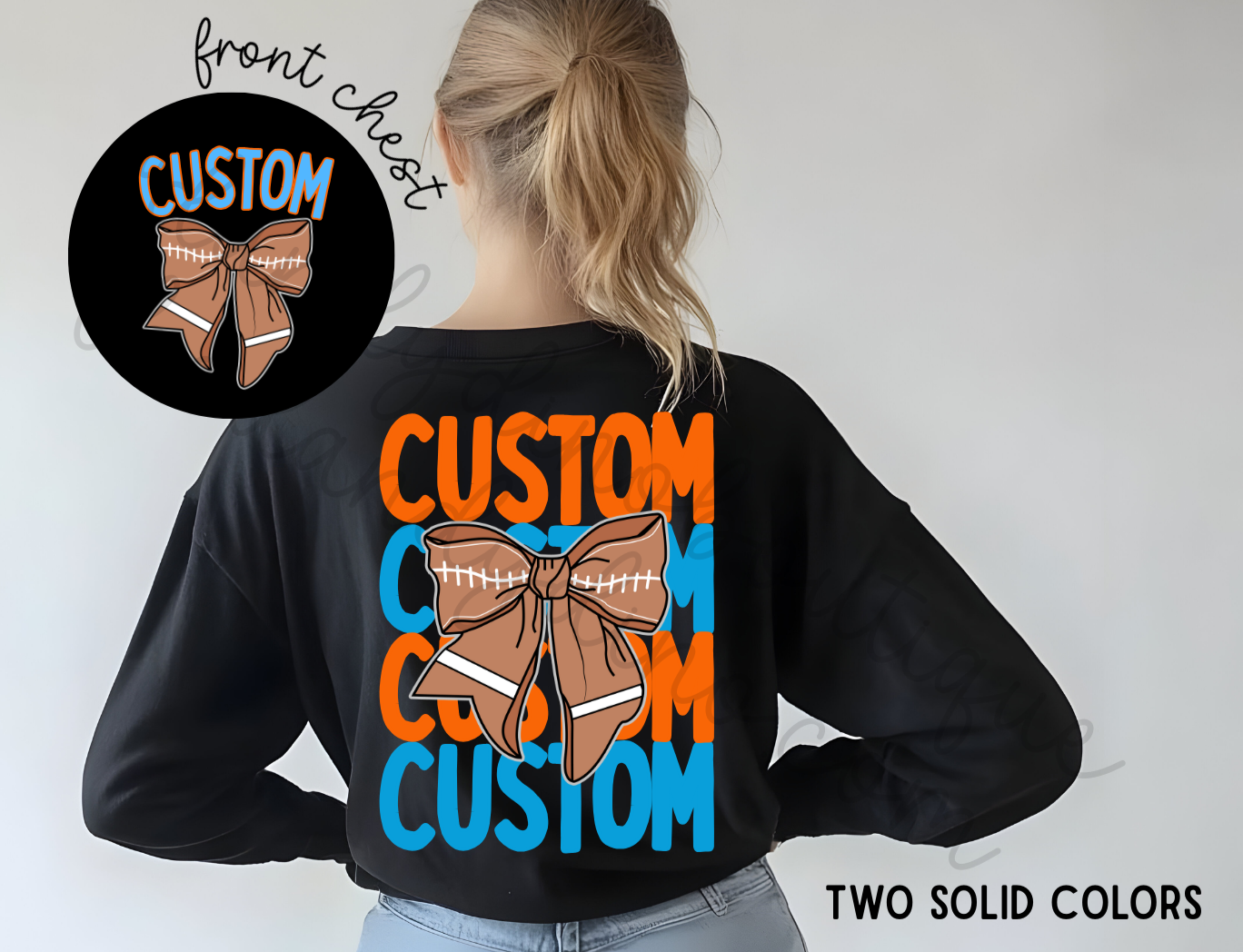Custom Team Football Bow - Long Sleeve
