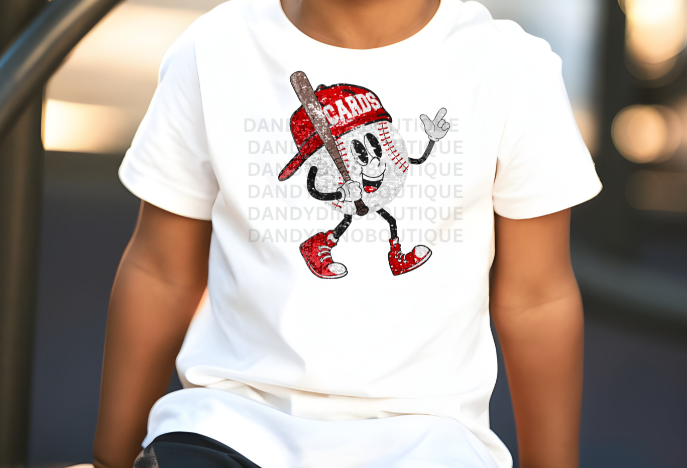 Cards Baseball Faux Glitter Short Sleeve