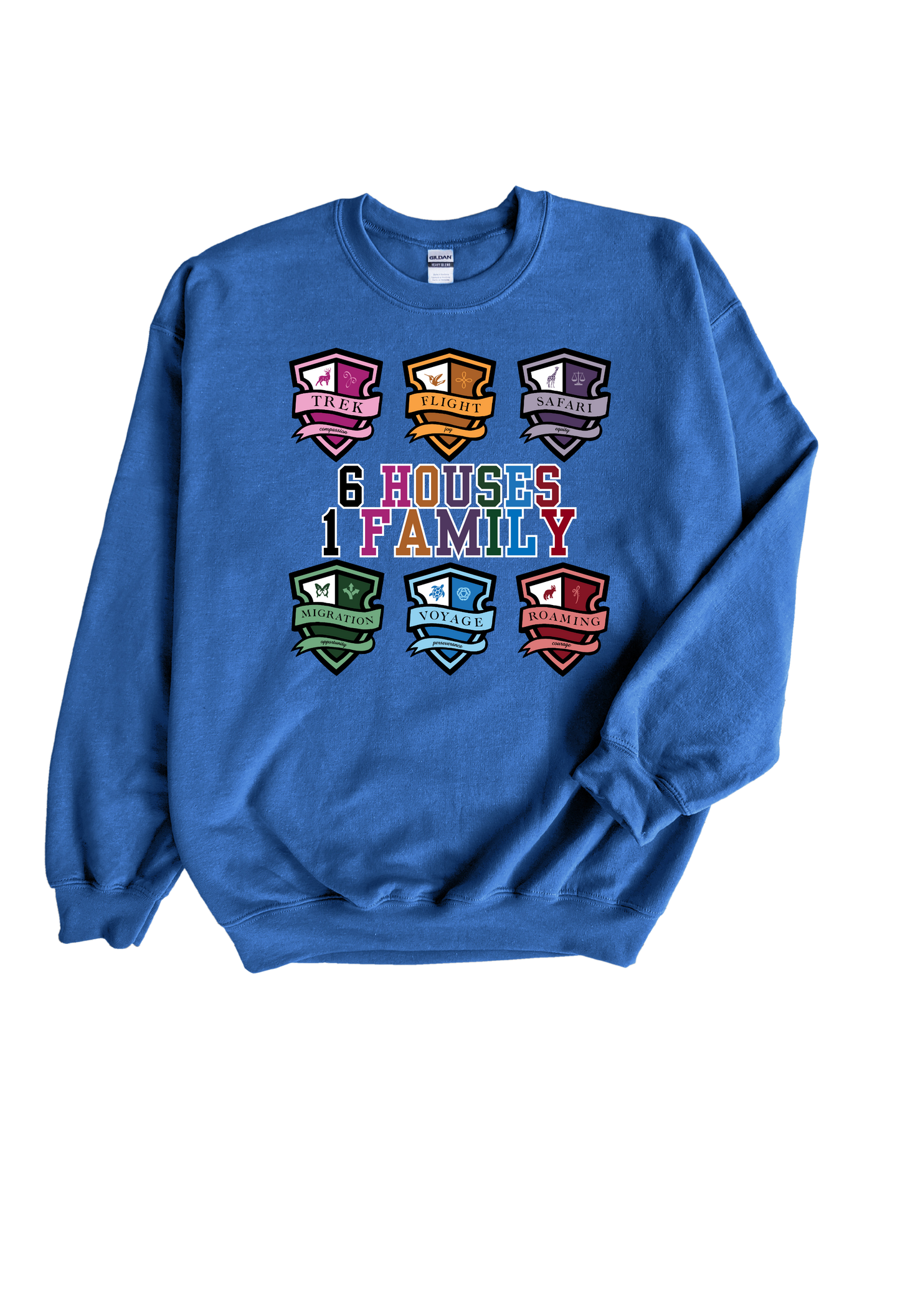 JOURNEY ELEMENTARY - 6 Houses 1 Family Crew Neck Sweatshirt