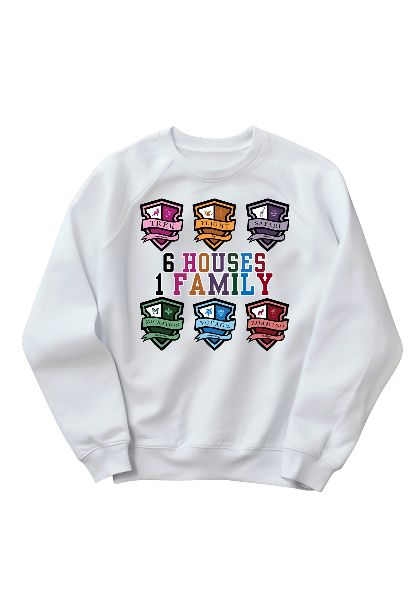 JOURNEY ELEMENTARY - 6 Houses 1 Family Crew Neck Sweatshirt