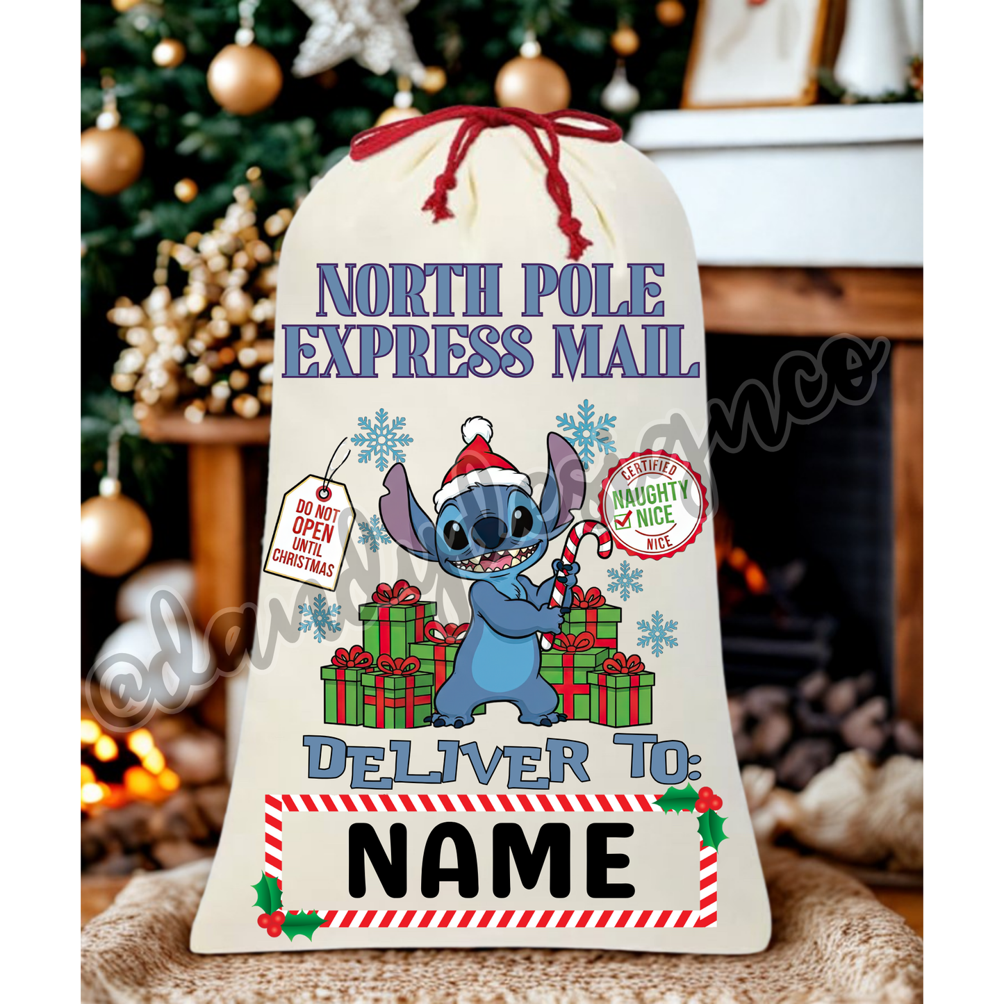 Blue Alien Santa Gift Sack