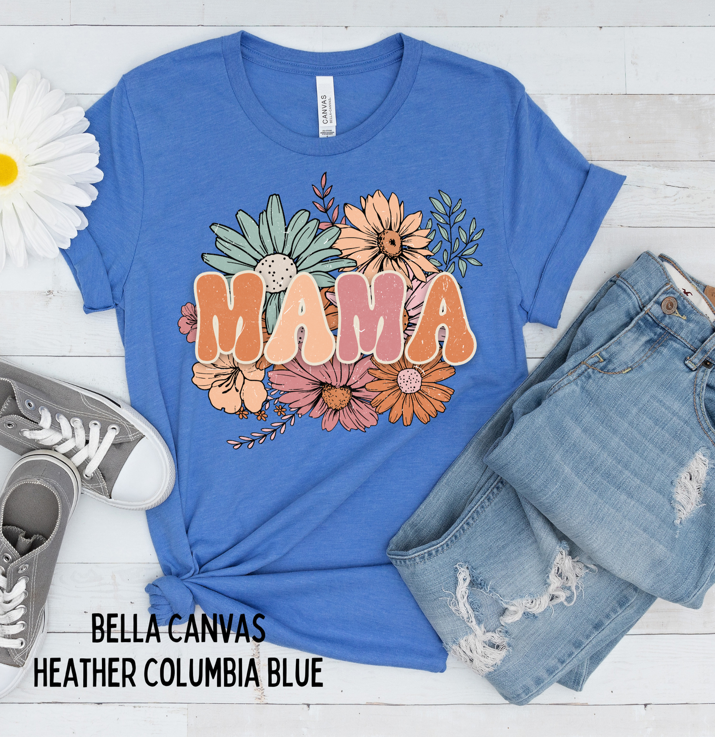 Retro Floral Mama Short Sleeve T-Shirt