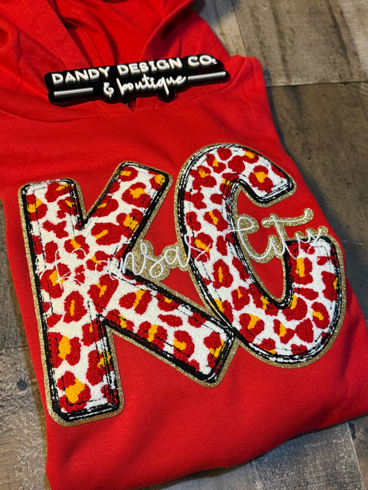 L/XL Kansas City Chenille Patch Cropped Hoodie