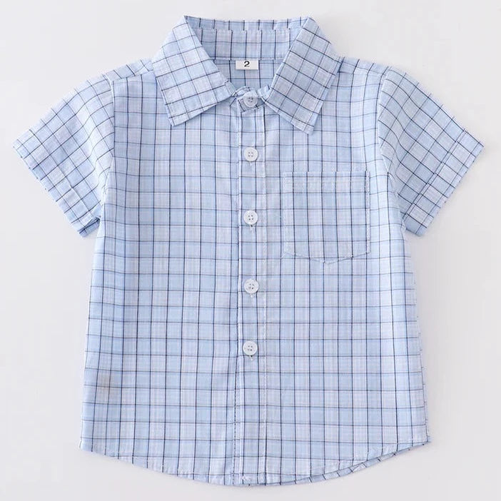Blue Check Button Down