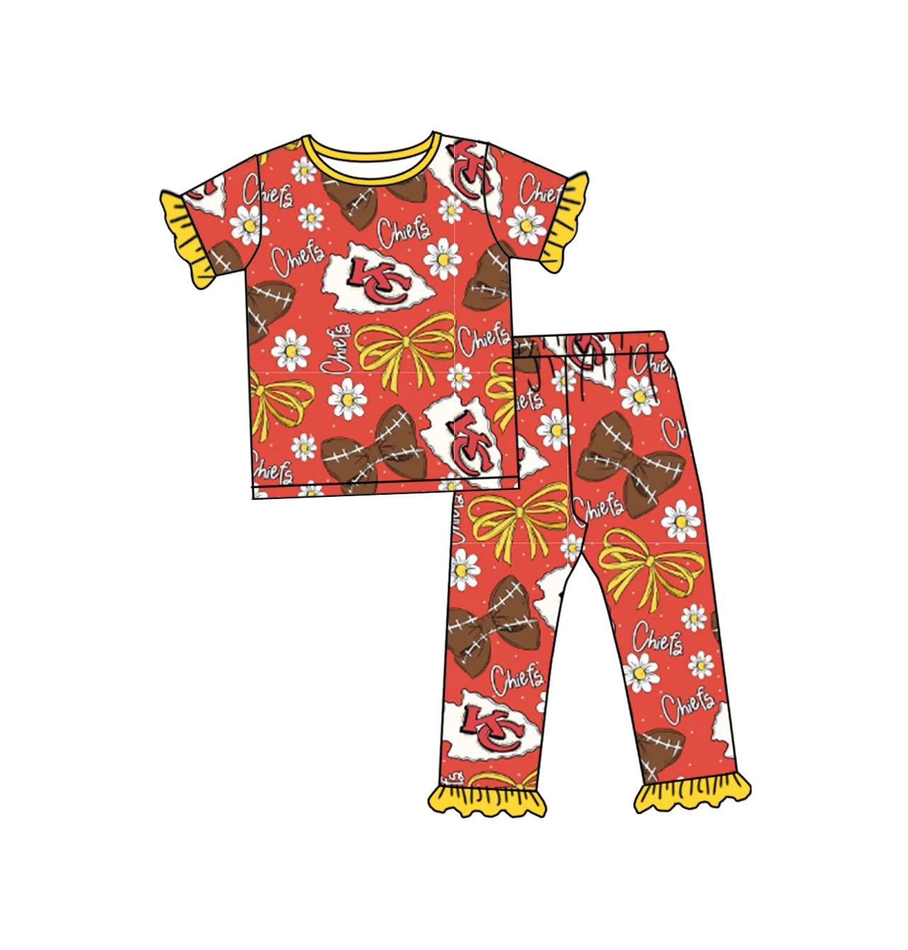 KC Ruffle Football Pajamas Set