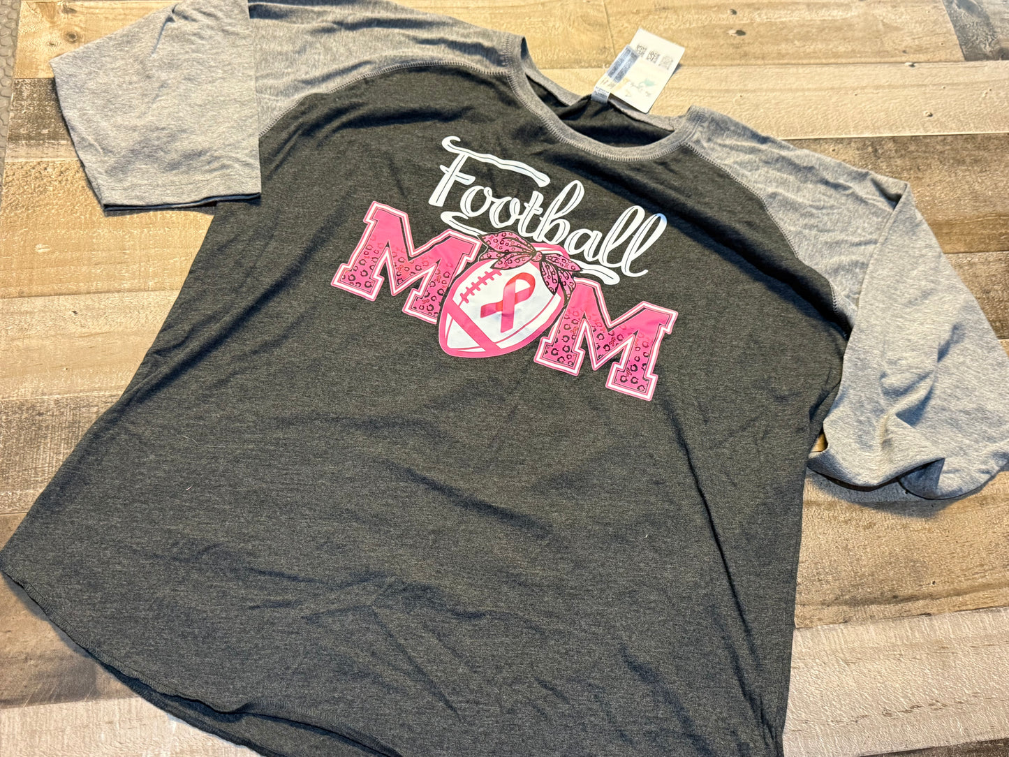 L/XL - Football Mom Breast Cancer Raglan
