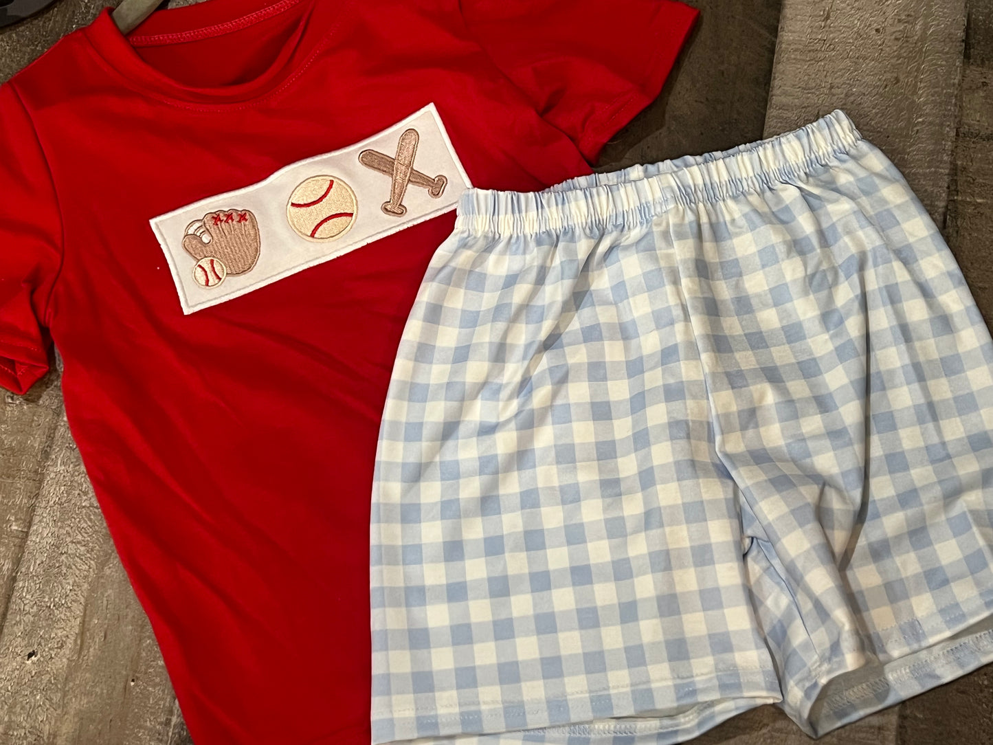 6M/3T Baseball Romper & Shirt/Shorts Set