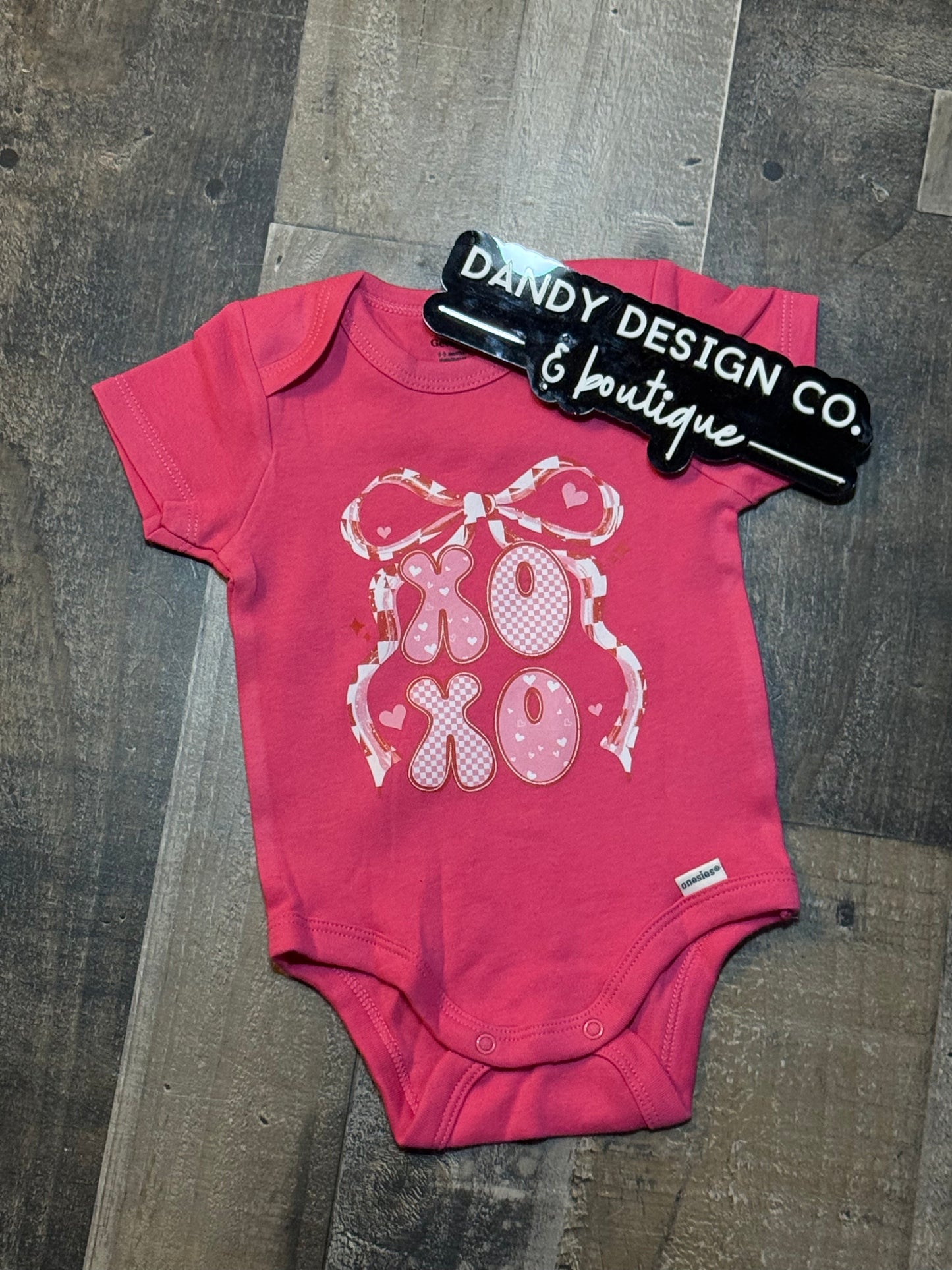 0-3M XOXO Pink Checkered Bodysuit