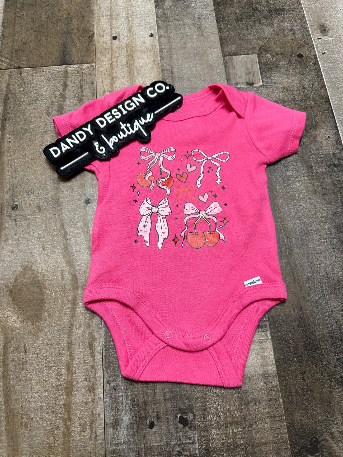0-3M Cherry Bow Bodysuit