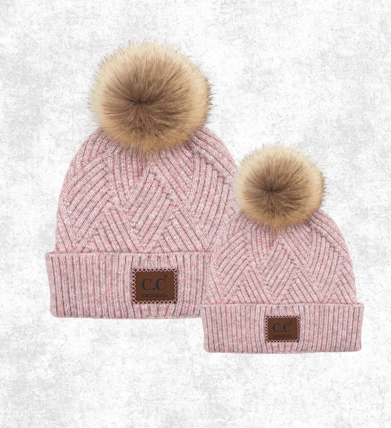 C.C Diagonal Stripe Rose Pom Beanie