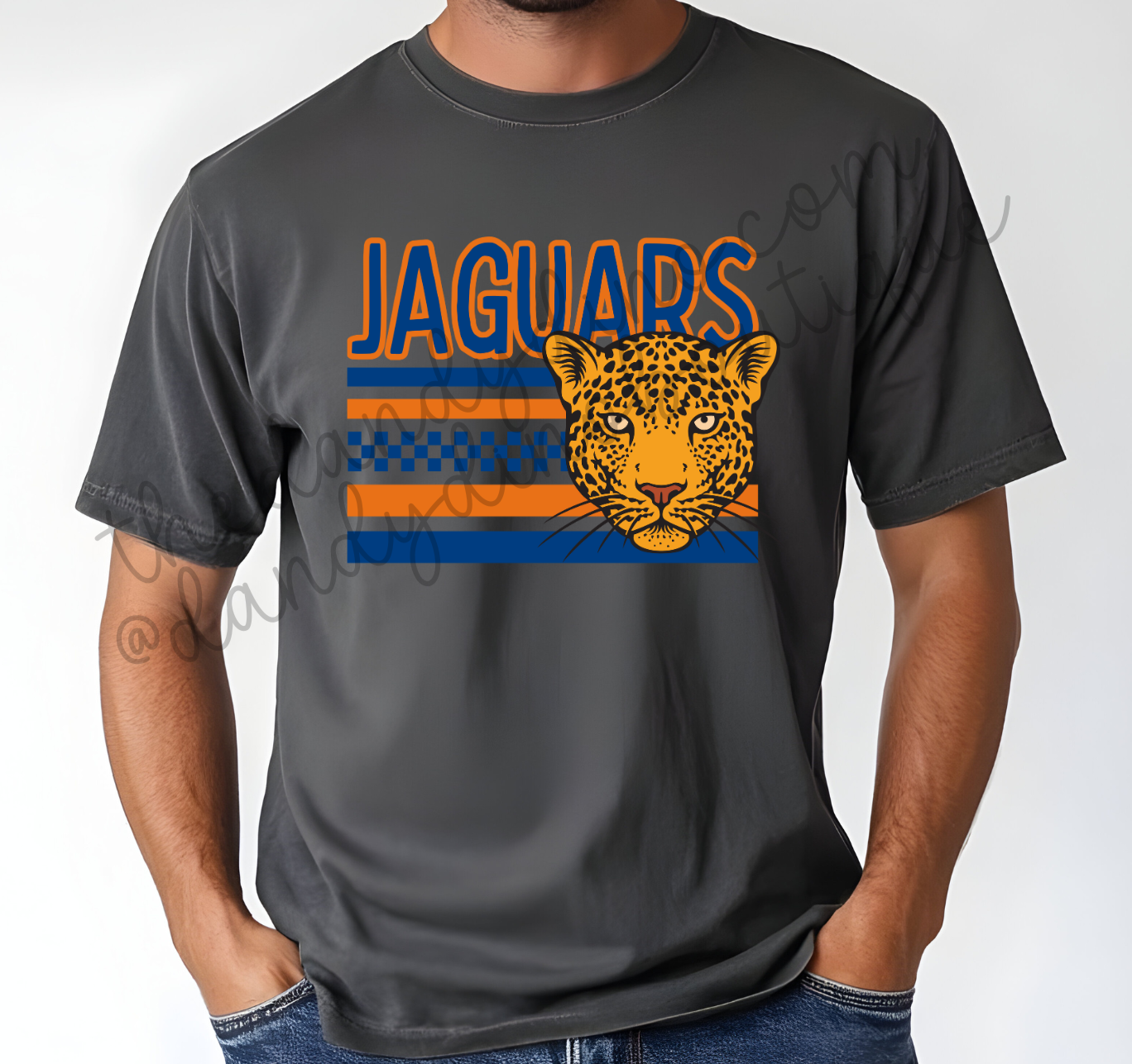 Jaguars Checkered Stripe Mascot - Short Sleeve