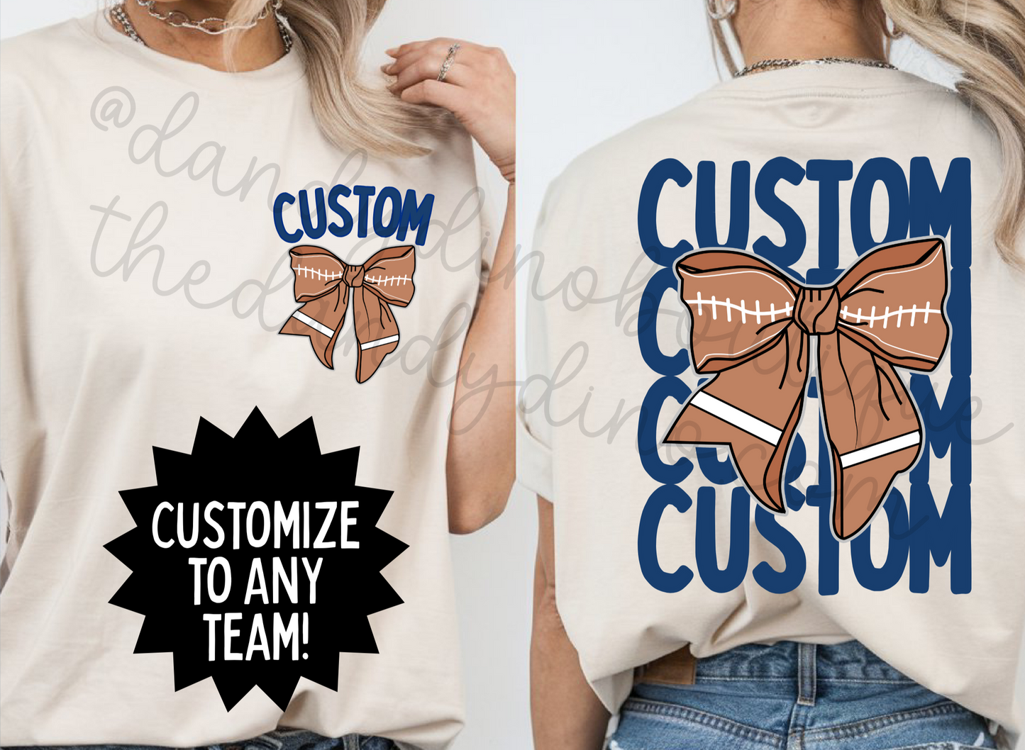 Custom Team Football Bow - Short Sleeve