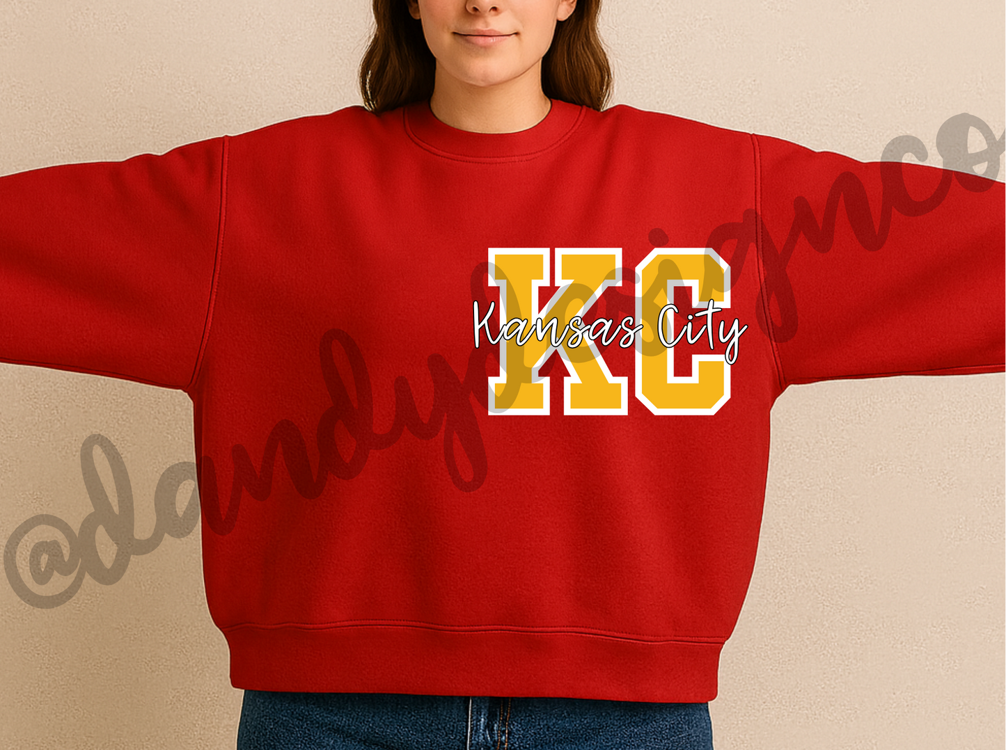 KC Football Oversized Print Sweatshirt