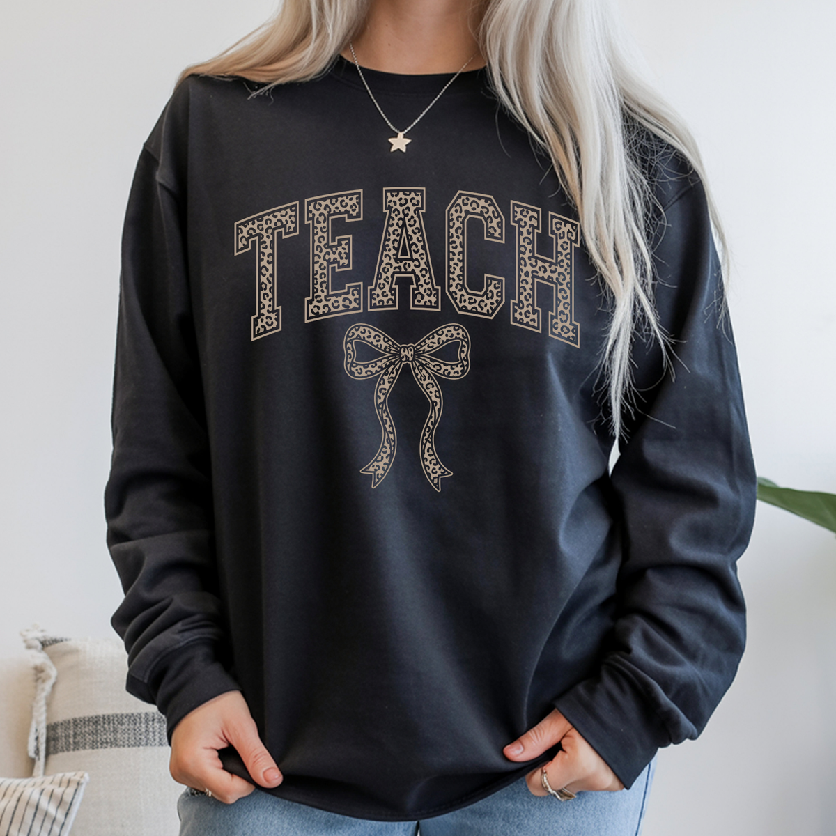 Teach Bow Animal Print - Long Sleeve