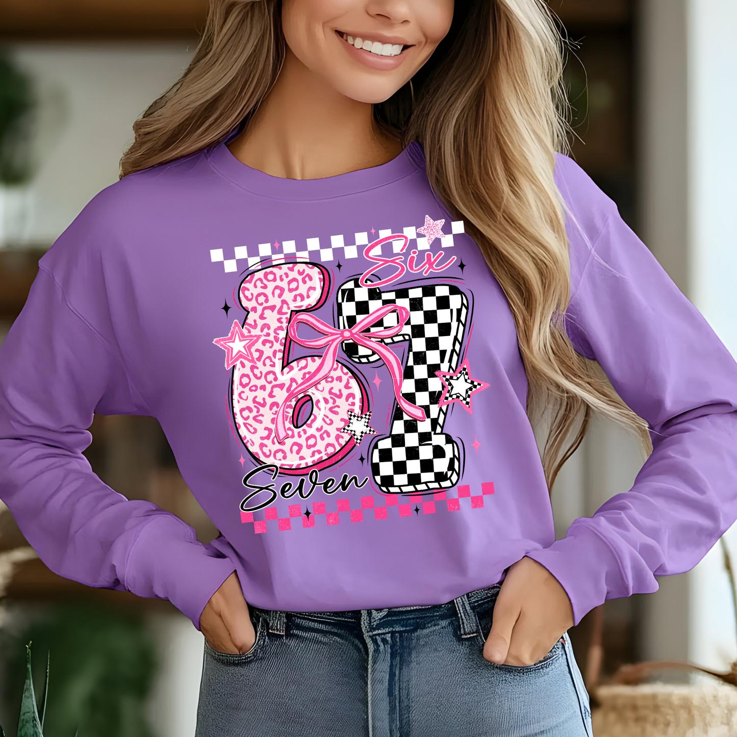 67 Checkered Bow - Long Sleeve