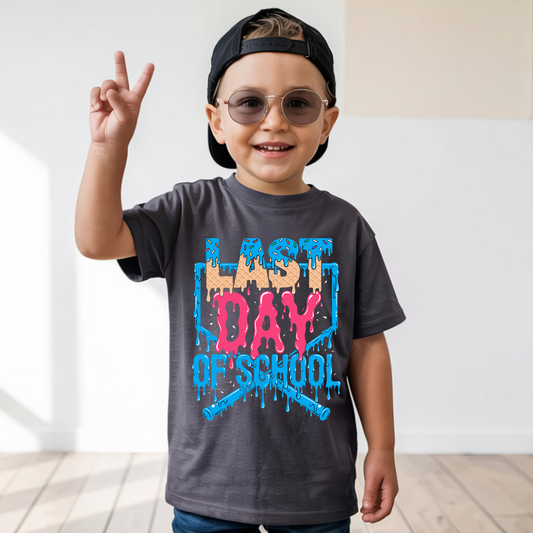 Last Day of School Baseball Drip Comfort Colors Short Sleeve