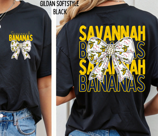 Banana Baseball Bow - Short Sleeve