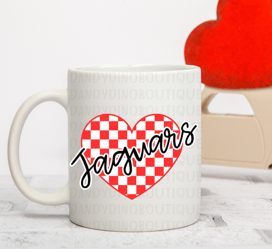 Jaguars Checkered Heart Mug