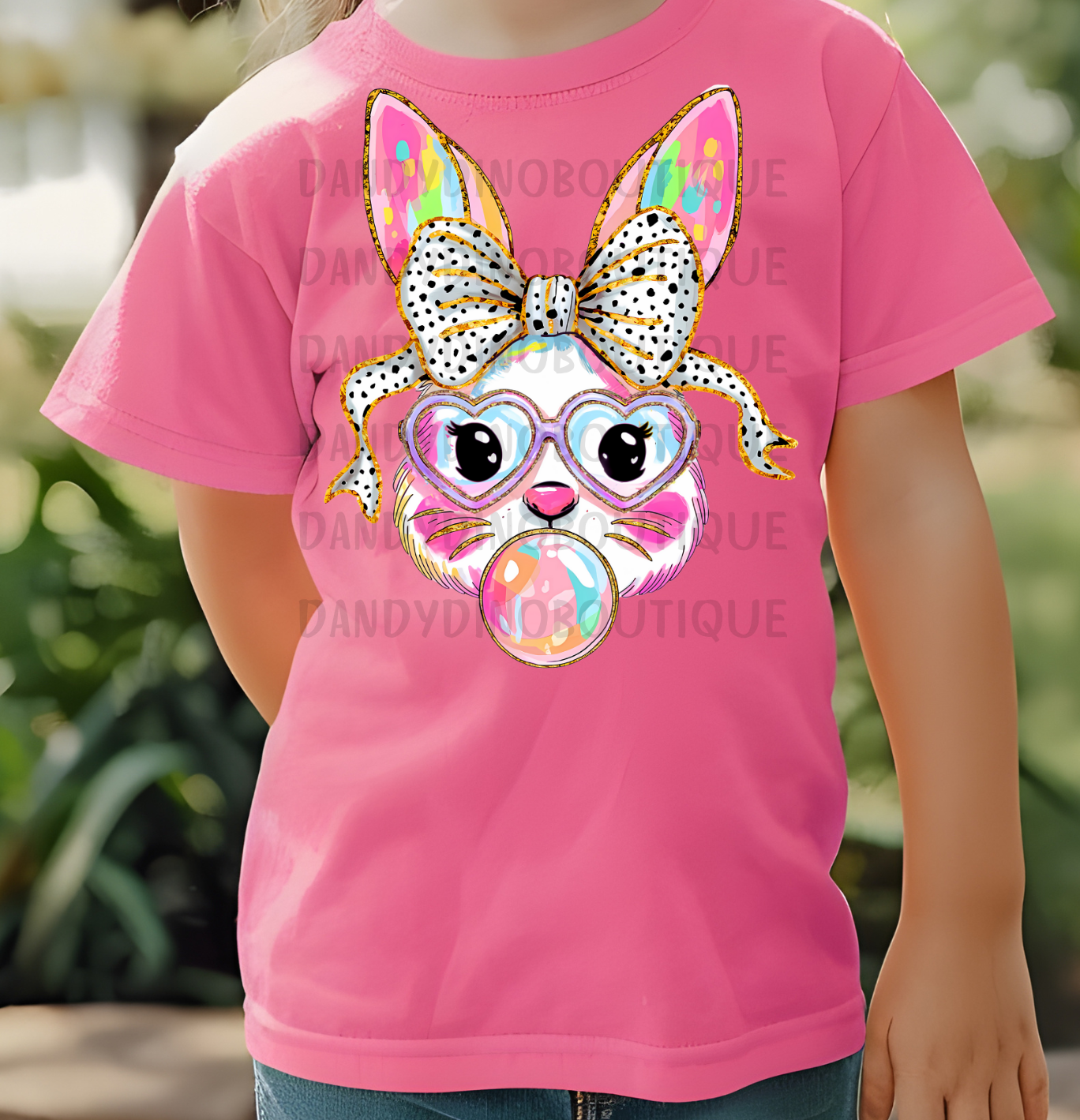 Bright Bubble Dot Bow Bunny Short Sleeve