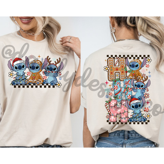 Blue Alien Ho Ho Ho - Short Sleeve