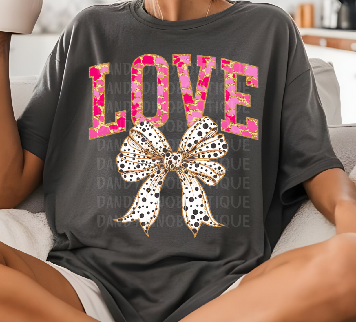 Multicolor Love Dot Bow Short Sleeve/Sweatshirt