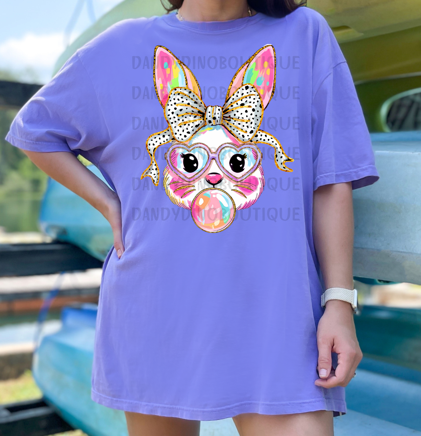 Bright Bubble Dot Bow Bunny Short Sleeve