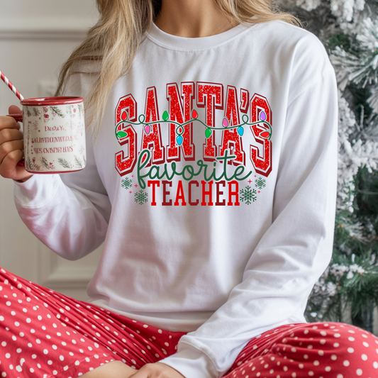 Santa's Favorite Teacher - Long Sleeve