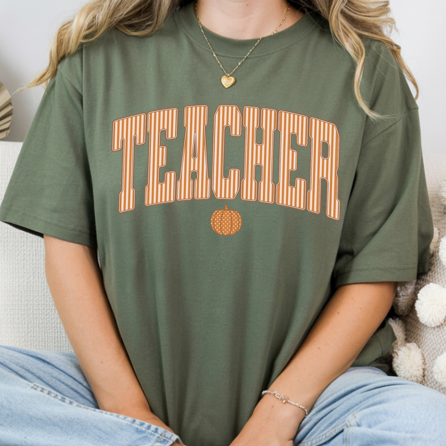 Fall Varsity Striped Teacher - Comfort Colors Short Sleeve