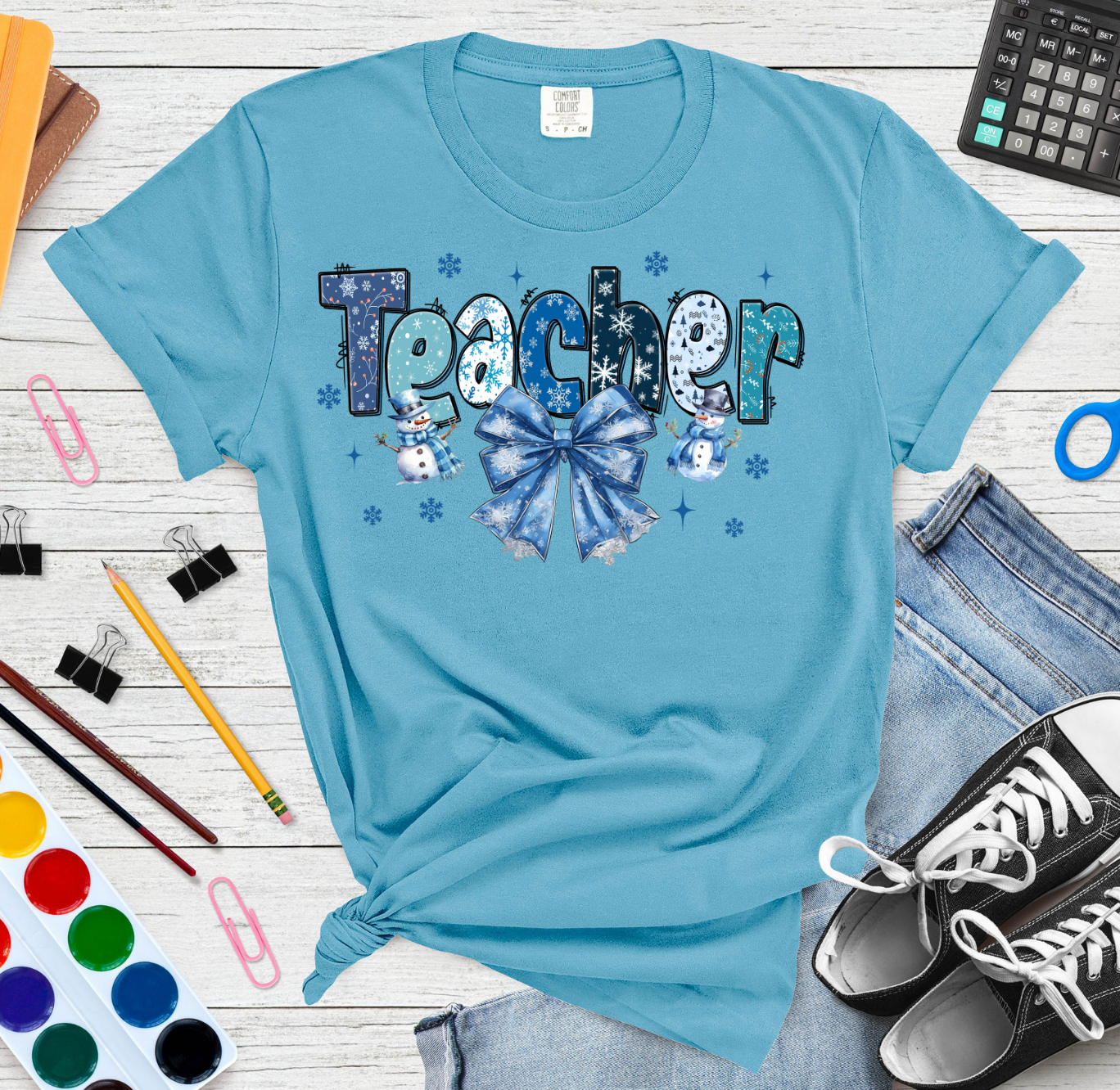 Winter Teacher Doodle Short Sleeve