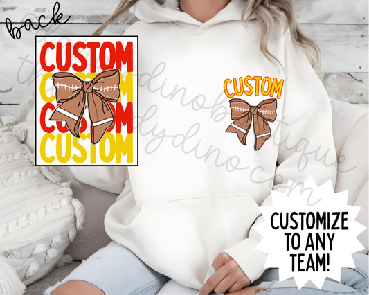 Custom Team Football Bow - Hoodie