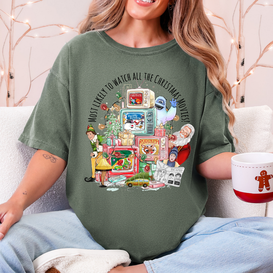 Most Likely To Watch Xmas Movies - Short Sleeve