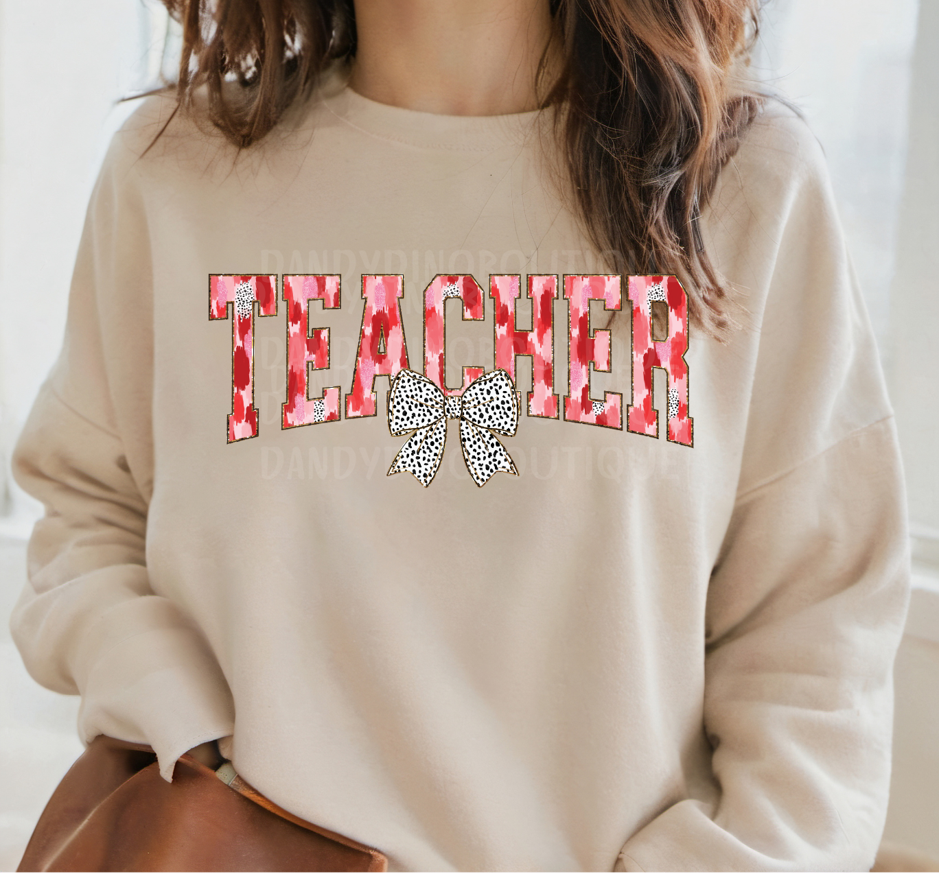 Teacher Multi Colored Bow Short Sleeve/Sweatshirt