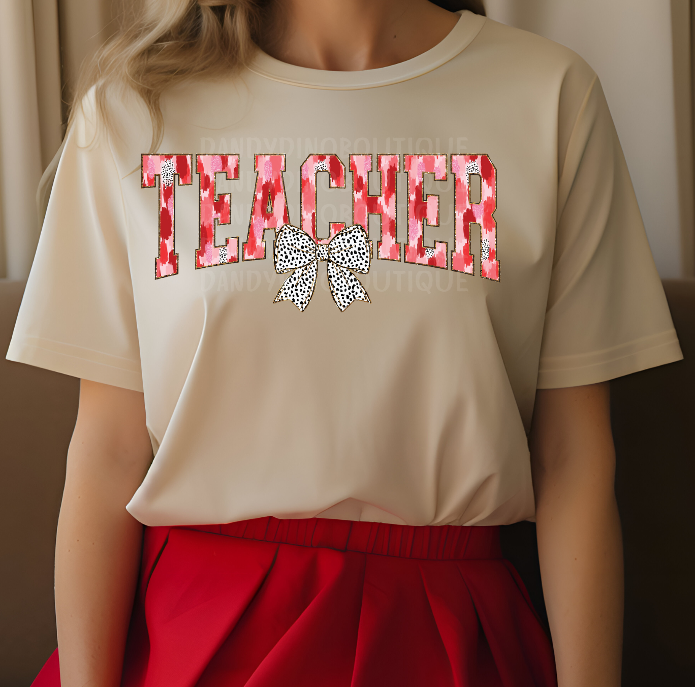 Teacher Multi Colored Bow Short Sleeve/Sweatshirt