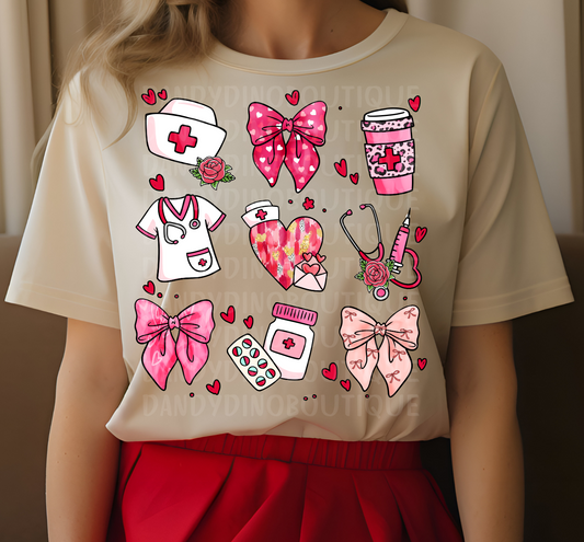 Nurse Valentine's Day Coquette Short Sleeve/Sweatshirt