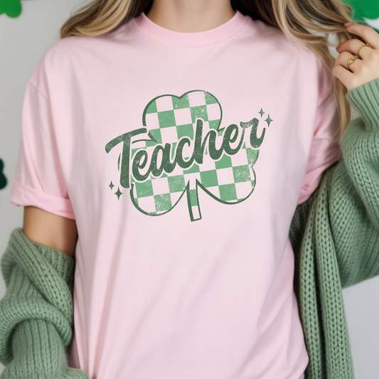 Teacher Distressed Clover - Short Sleeve
