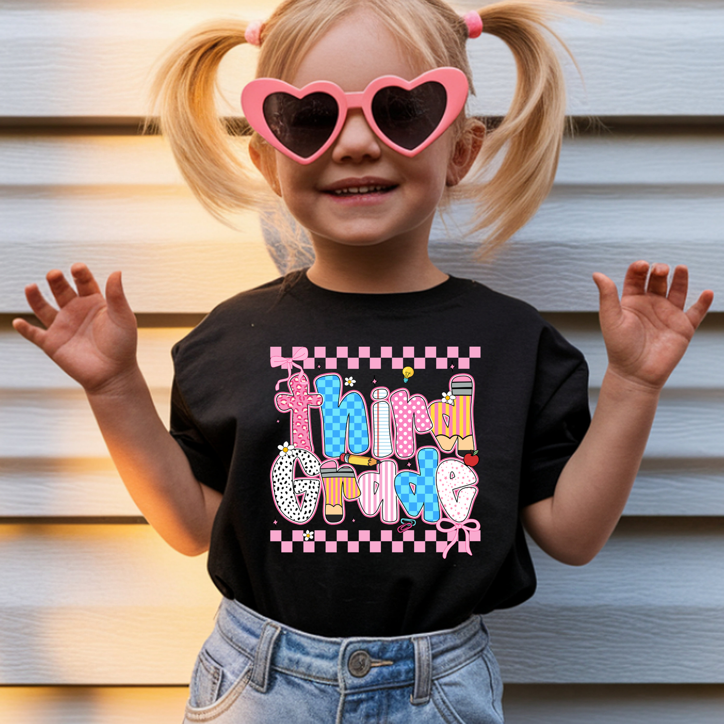 Preppy Checkered Doodle Grade Level - Short Sleeve