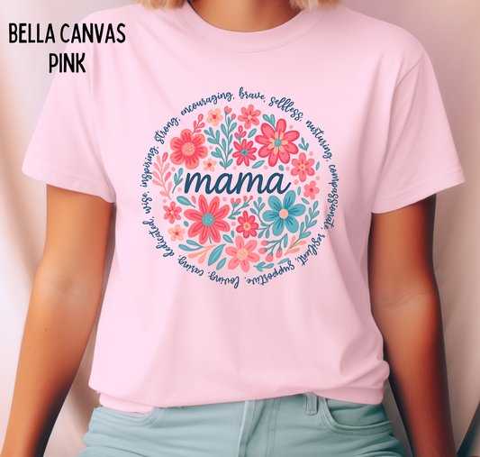 Mama Floral Inspiring Nuturing Short Sleeve T-Shirt