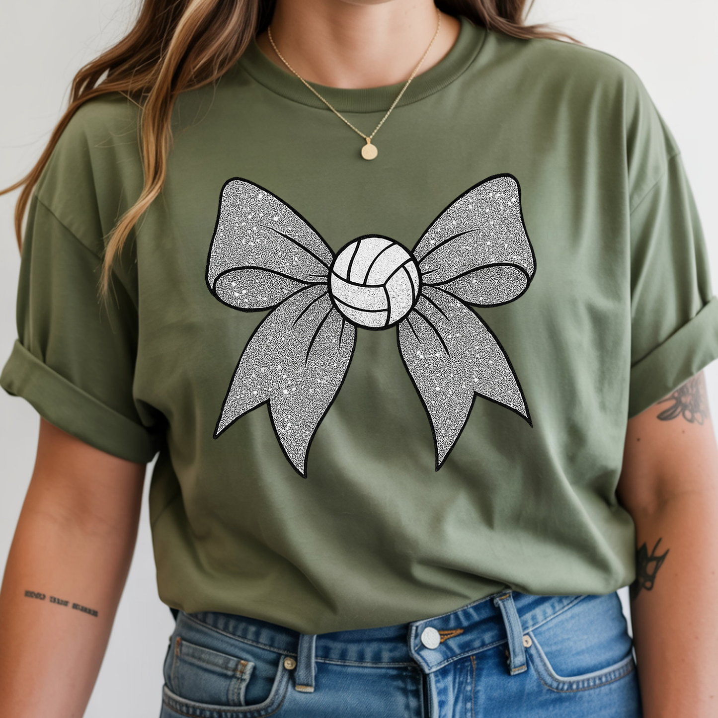 Volleyball Glitter Bow - Short Sleeve