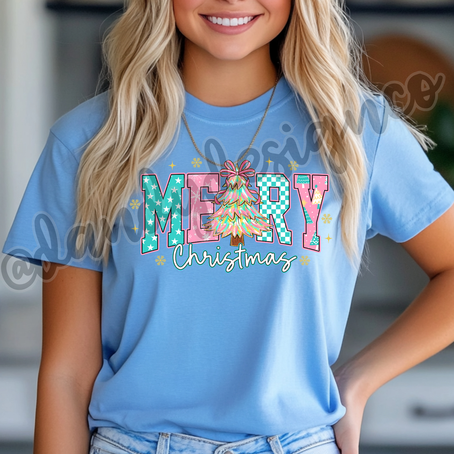 Pink Merry Christmas - Short Sleeve