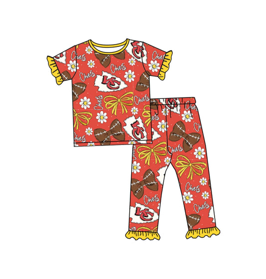 KC Ruffle Football Pajamas Set