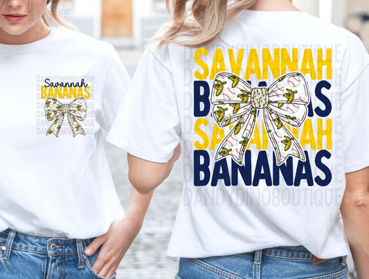 Bananas Baseball Bow Short Sleeve