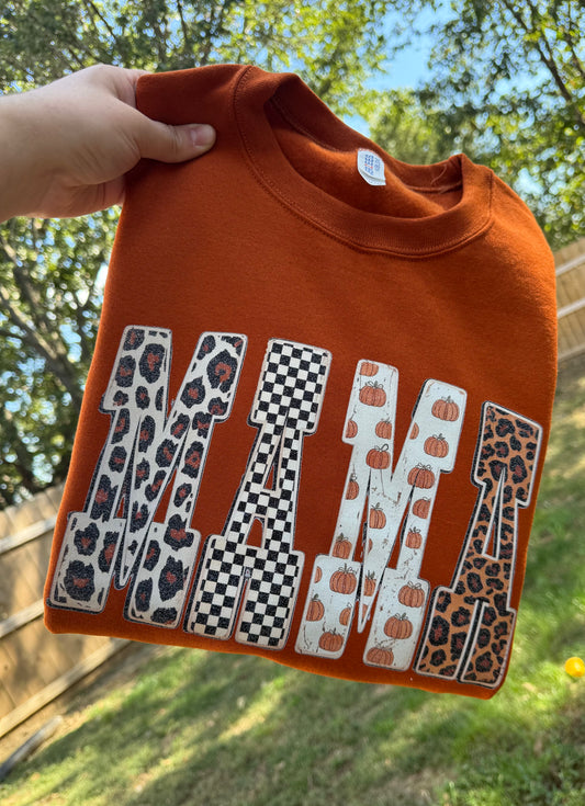 M - MAMA Pumpkin Glitter Crew